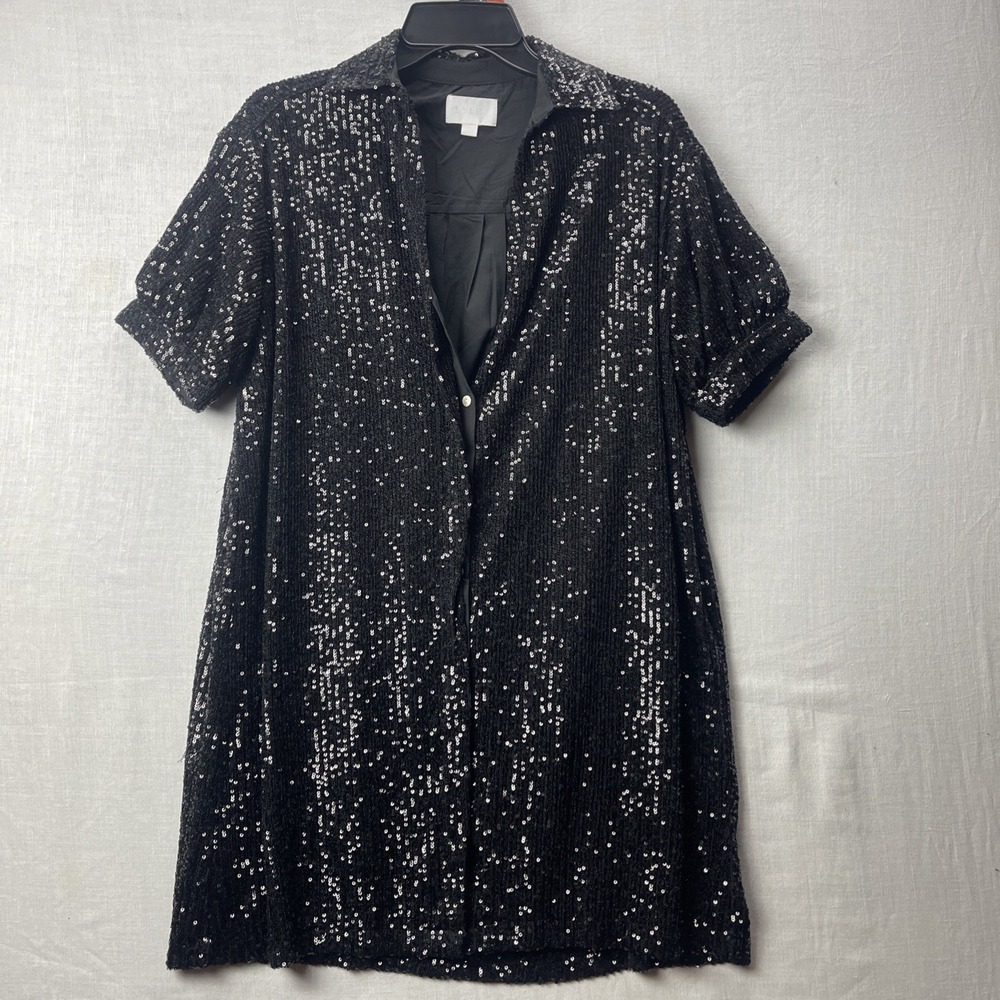 Every Brand Sequined SS Shirt Dress/Long Shirt SZ XS - Fits Medium